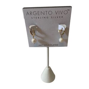 Argento Vivo 14K gold plated sterling silver small gold tone hoop earrings.